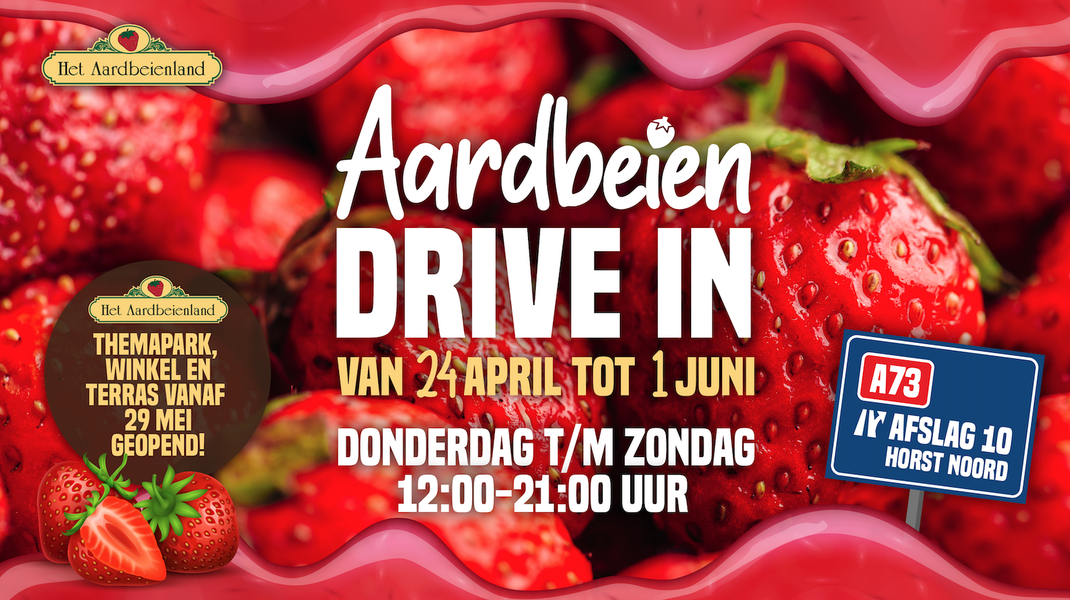 Een aardbeiendrive-in bij het Aardbeienland